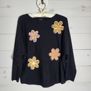 Women's Sweater Oversized Retro Floral Appliqué BOHO